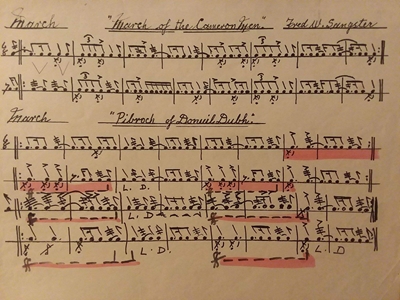 Drum Score "March of the Cameron Men" and Pibroch of O'Donauil Dubh Drum Score “March of the Cameron Men” and Pibroch of O’Donauil Dubh